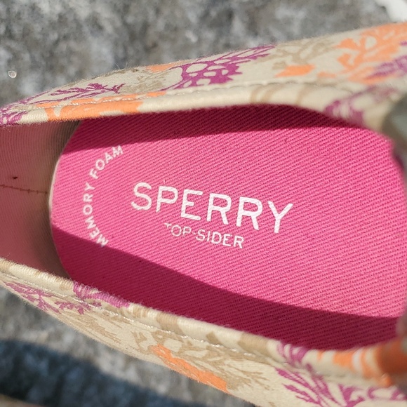 Sperry Classic CVO Sneakers Twig Pattern Tan Purple Orange Sz 9 M - Picture 10 of 13